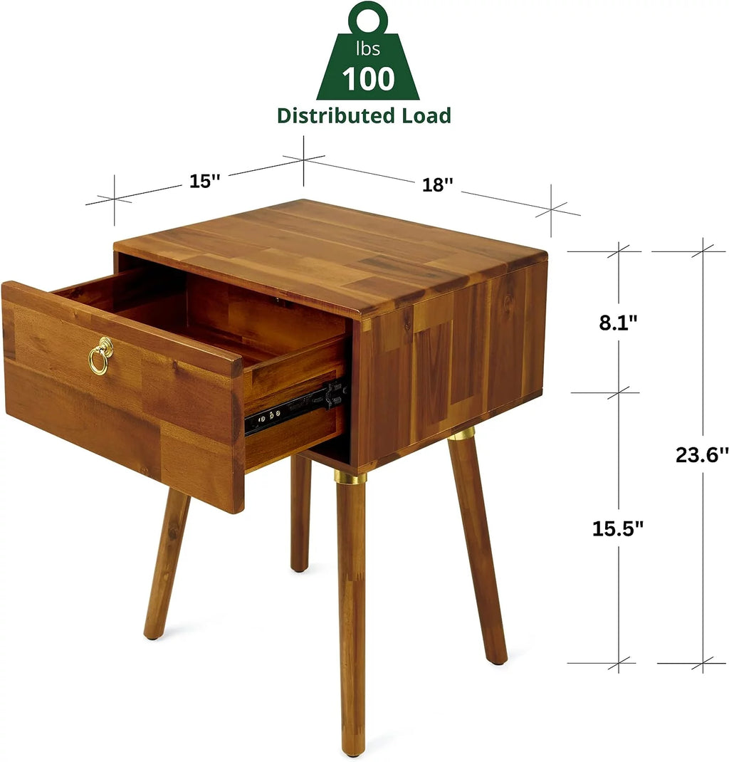 Solid Acacia Wood Nightstand R676