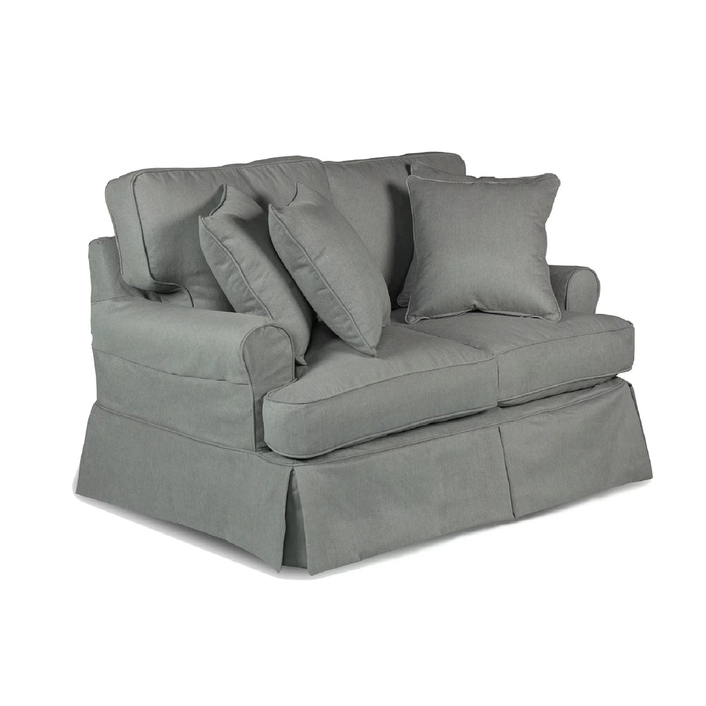 Grey T-cushion Loveseat Cover E6008