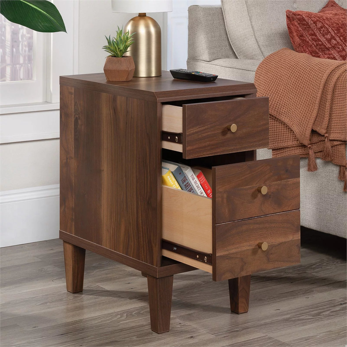 Engineered Wood Recliner Table in Grand Walnut S632