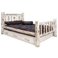 Wood Twin Storage Bed with Pine Design in Natural H496017