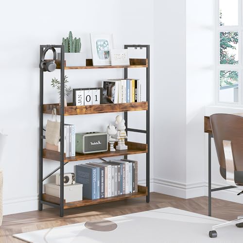 Adjustable 6 Tier Wood and Black Metal Bookcase O43167
