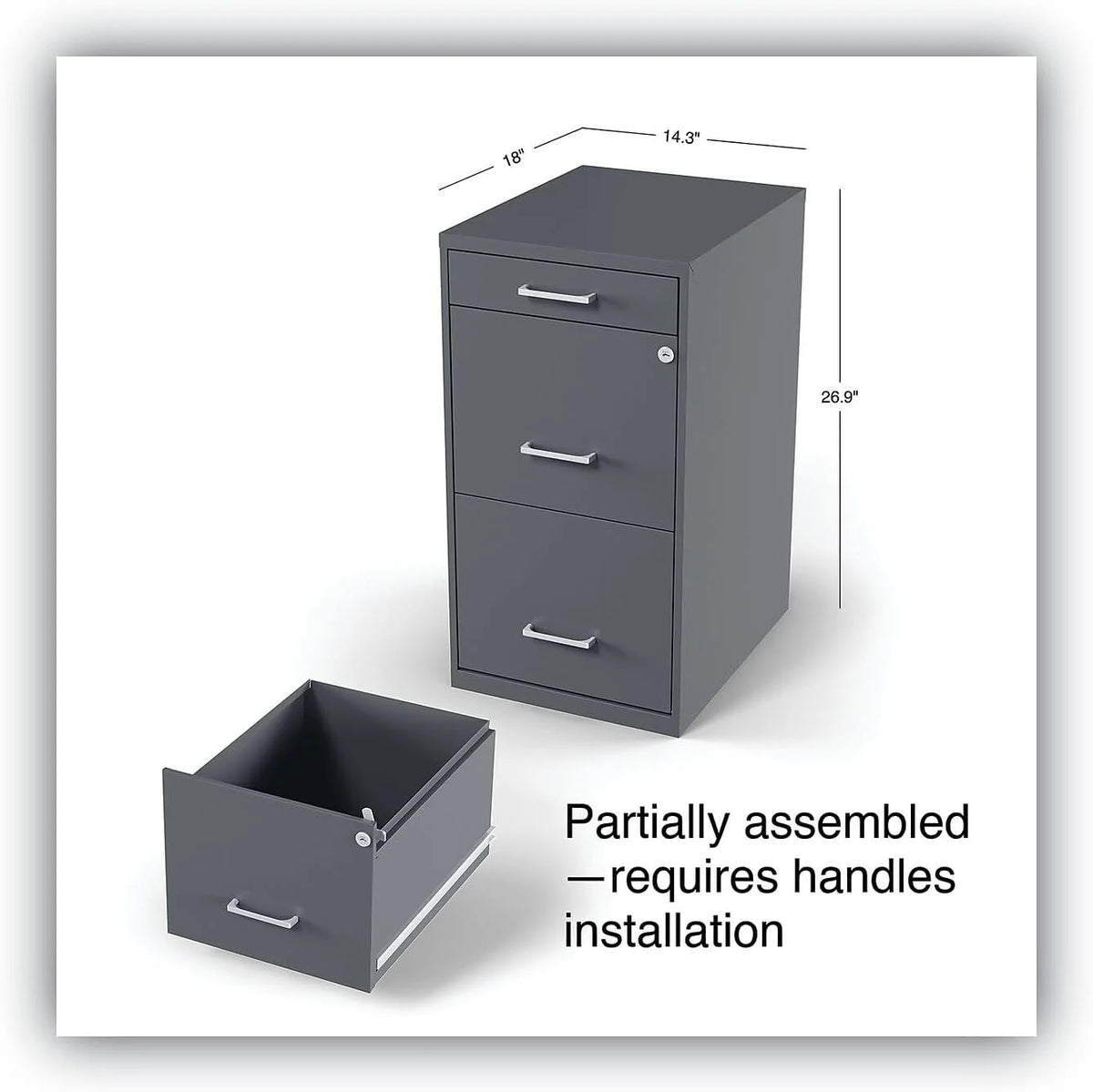 Charcoal 3-Drawer Vertical File Cabinet A70995