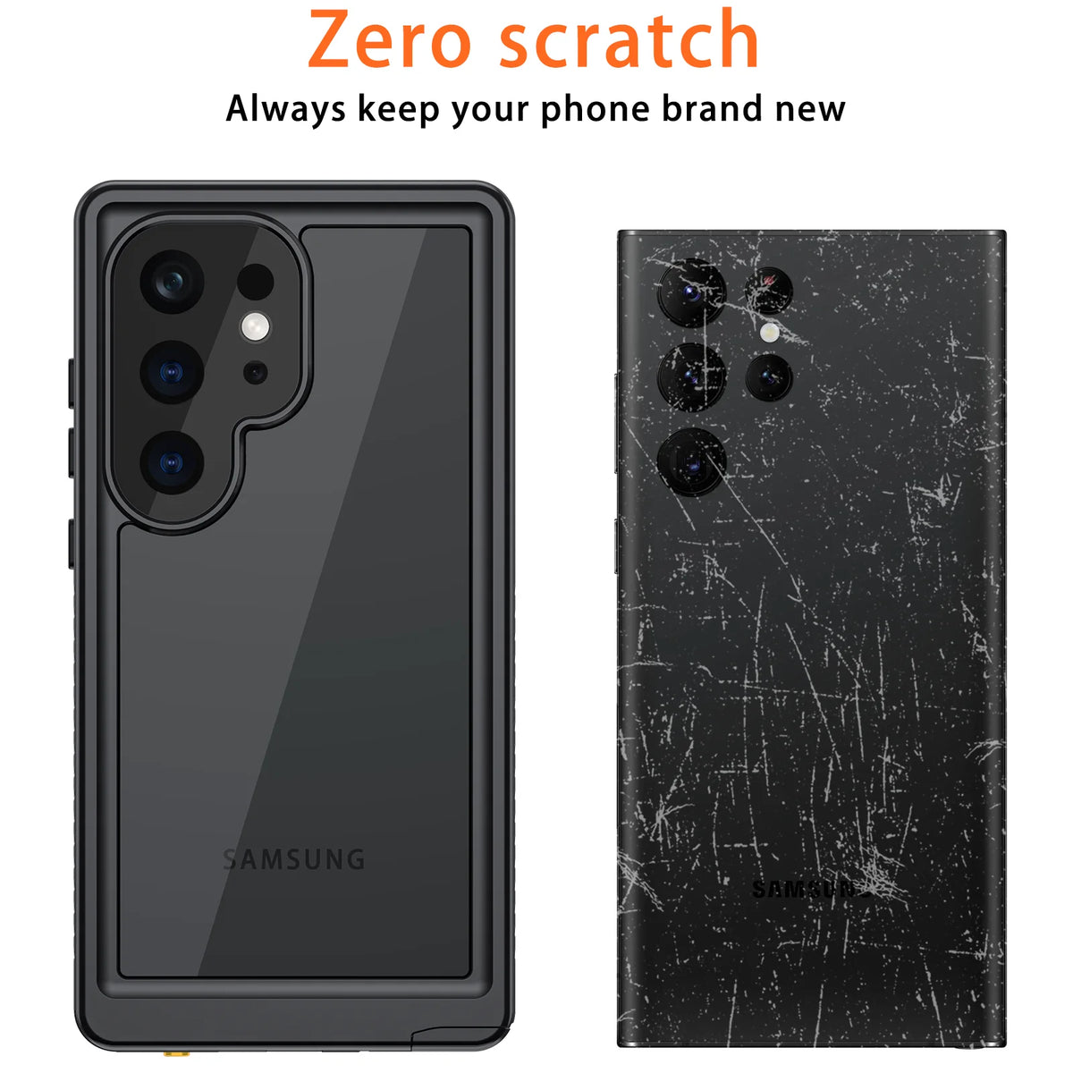 Black Waterproof Rugged Phone Case with Screen Protector Y930318