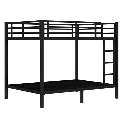 Heavy Duty Black Twin XL Over Twin XL Bunk Bed Frame with Ladder Z1633
