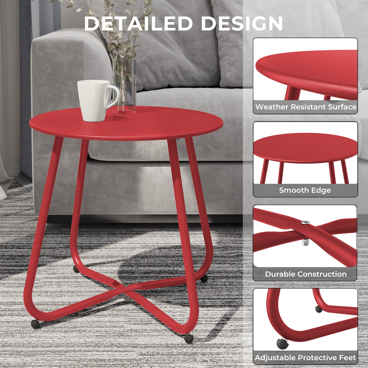 Steel Outdoor Side Table Red J45401