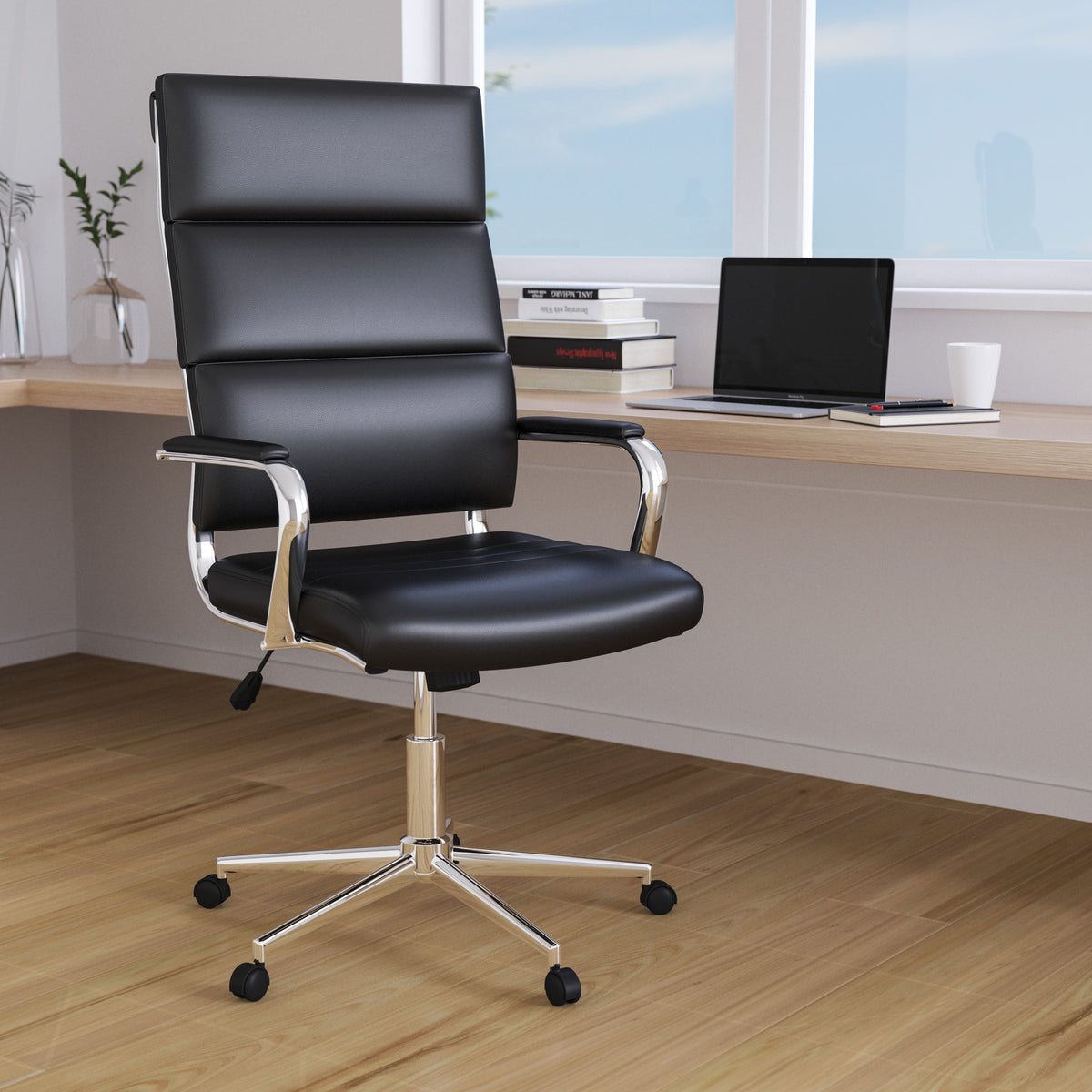 Black Ergonomic Faux Leather Office Chair Q183242
