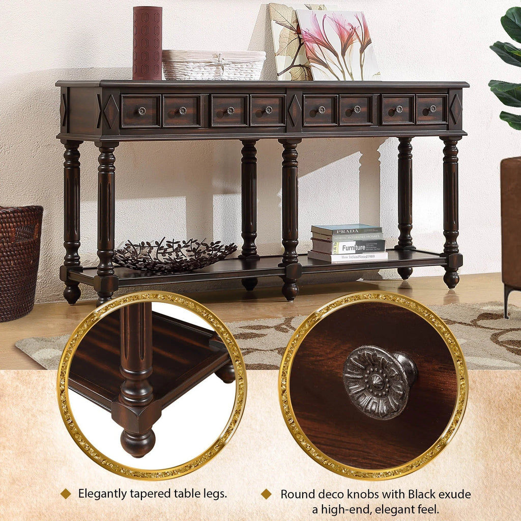 Console Table with 2 Drawers and Bottom Shelf J67431