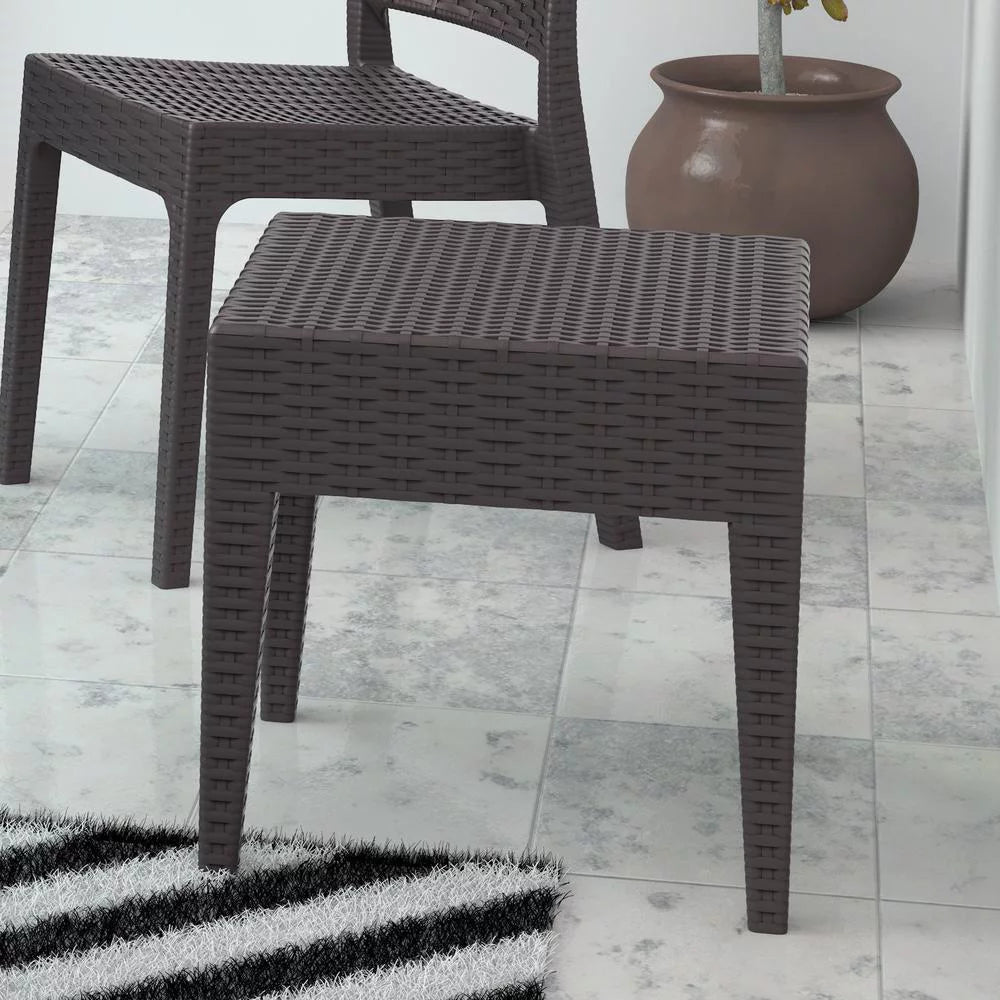 Brown Square Resin Side Table J846698
