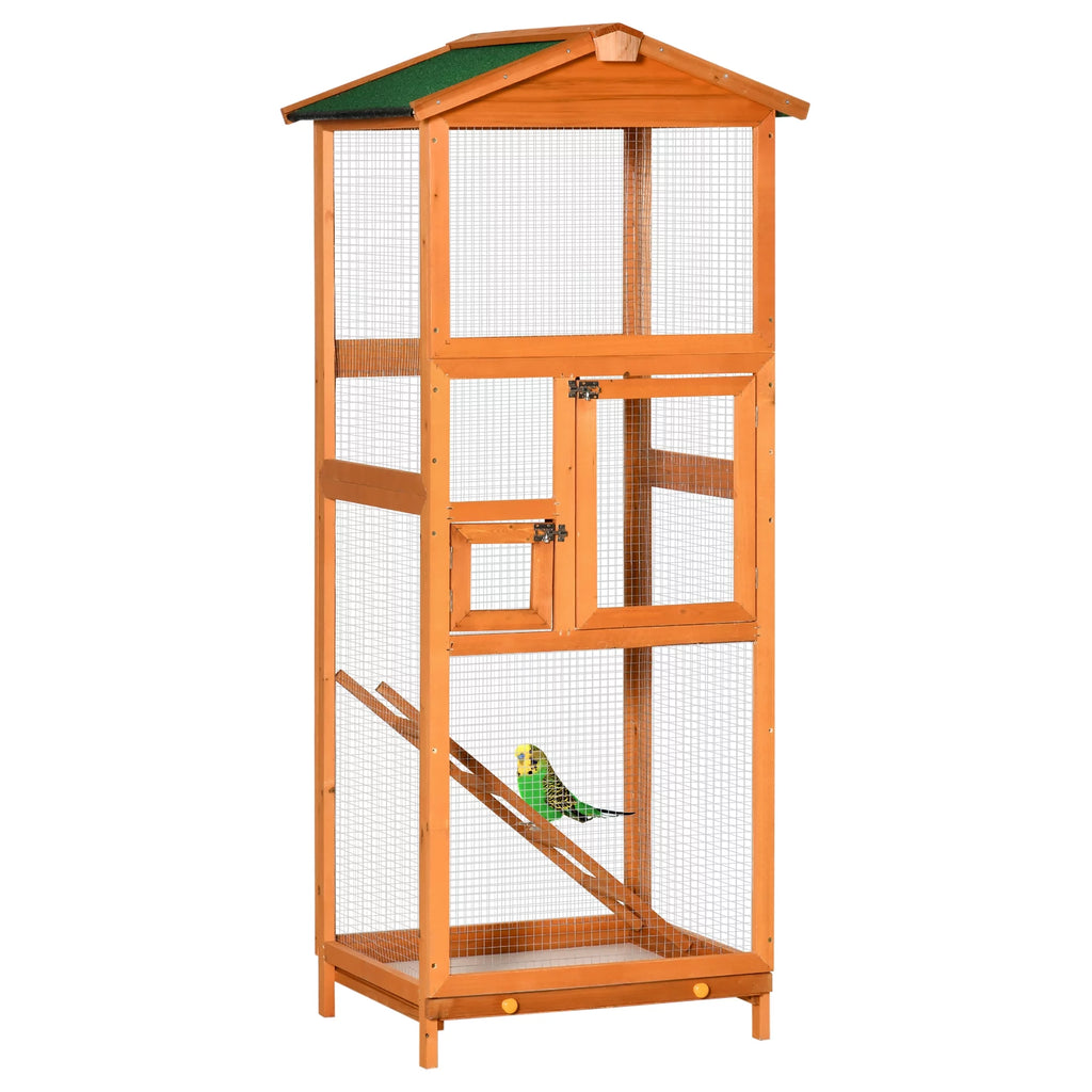 65" Large Wooden Outdoor Bird Cage with 2 Doors Z21426
