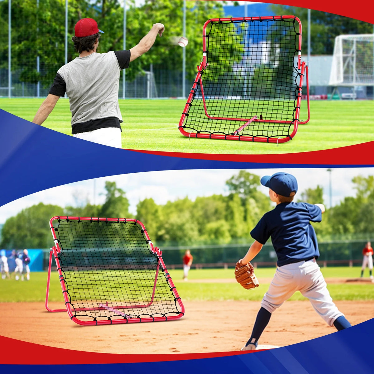 Baseball Rebounder Net with Adjustable Angles U95573