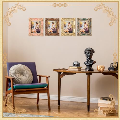 4 Pcs Vintage 4x6 Oval Ornate Picture Frame Set B65836