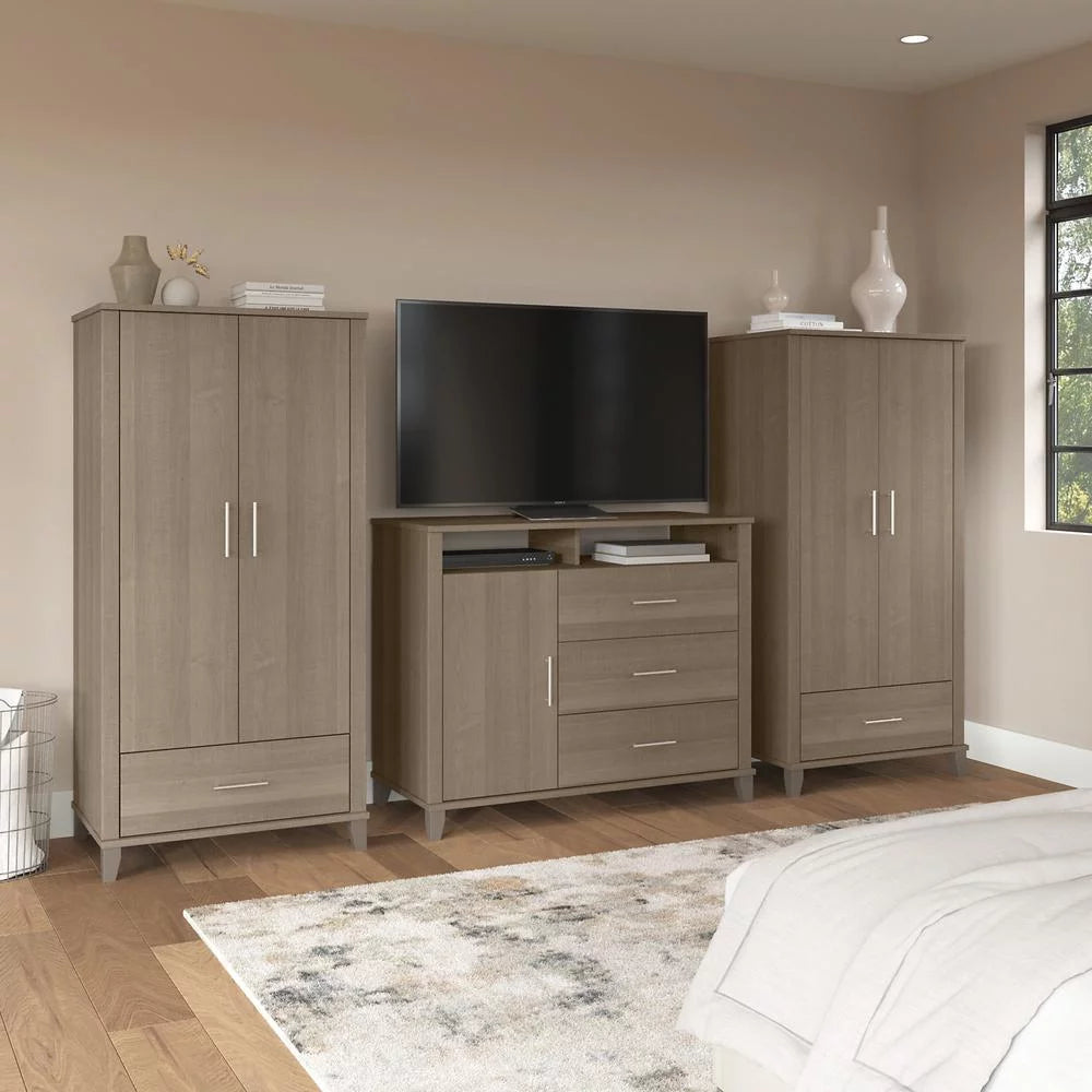 Ash Gray Engineered Wood Armoire Dresser TV Stand D128037