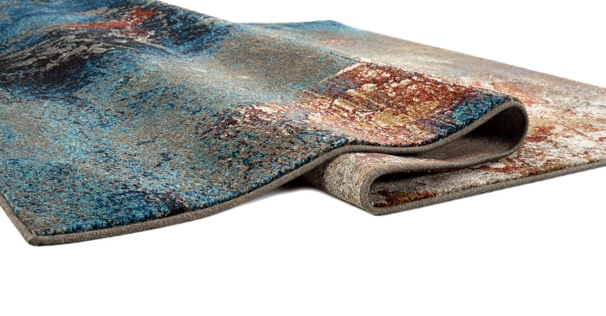 Turquoise Burgundy Abstract Area Rug 8' x 10' V590