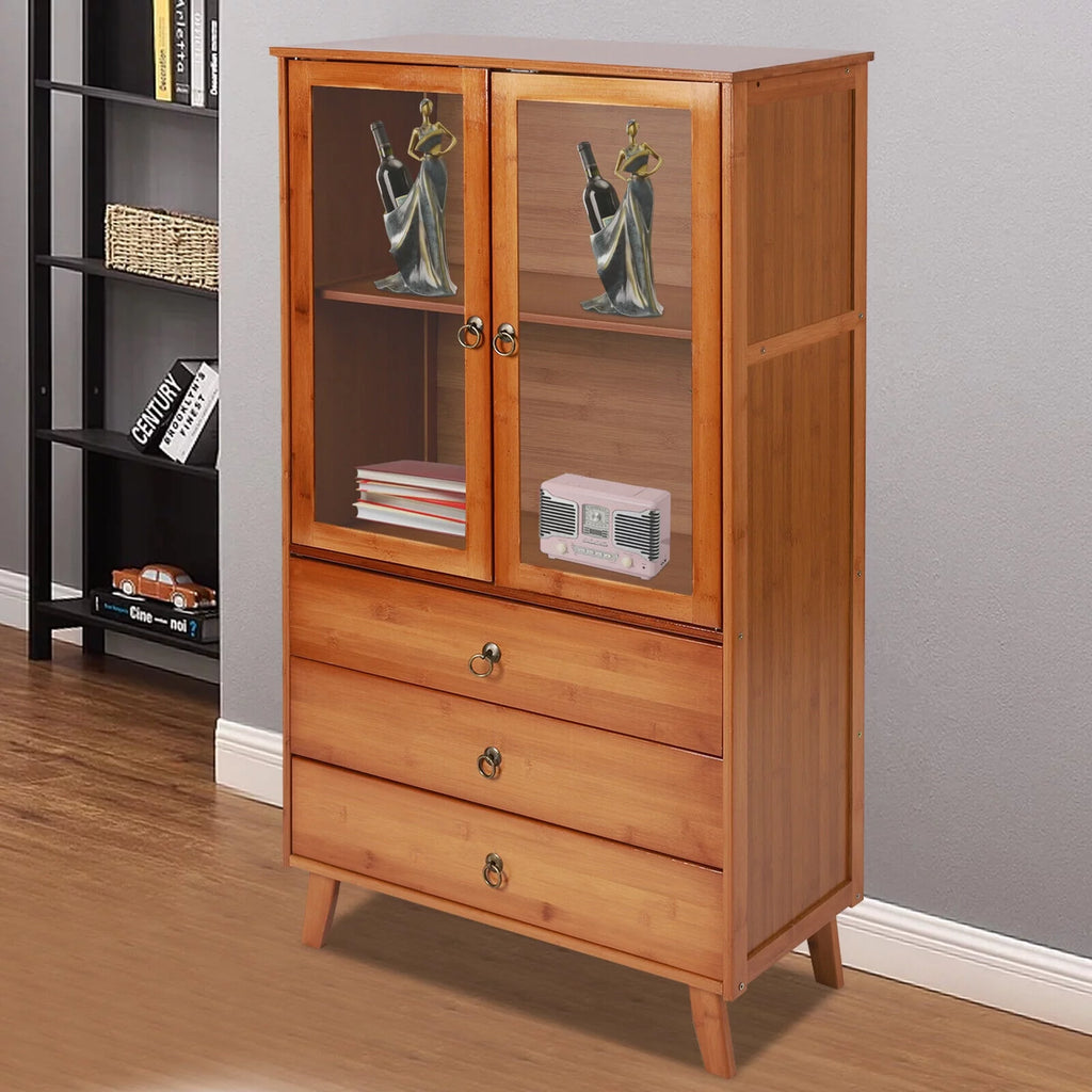Bamboo Storage Cabinet 3 Drawers 2 Doors Y5402