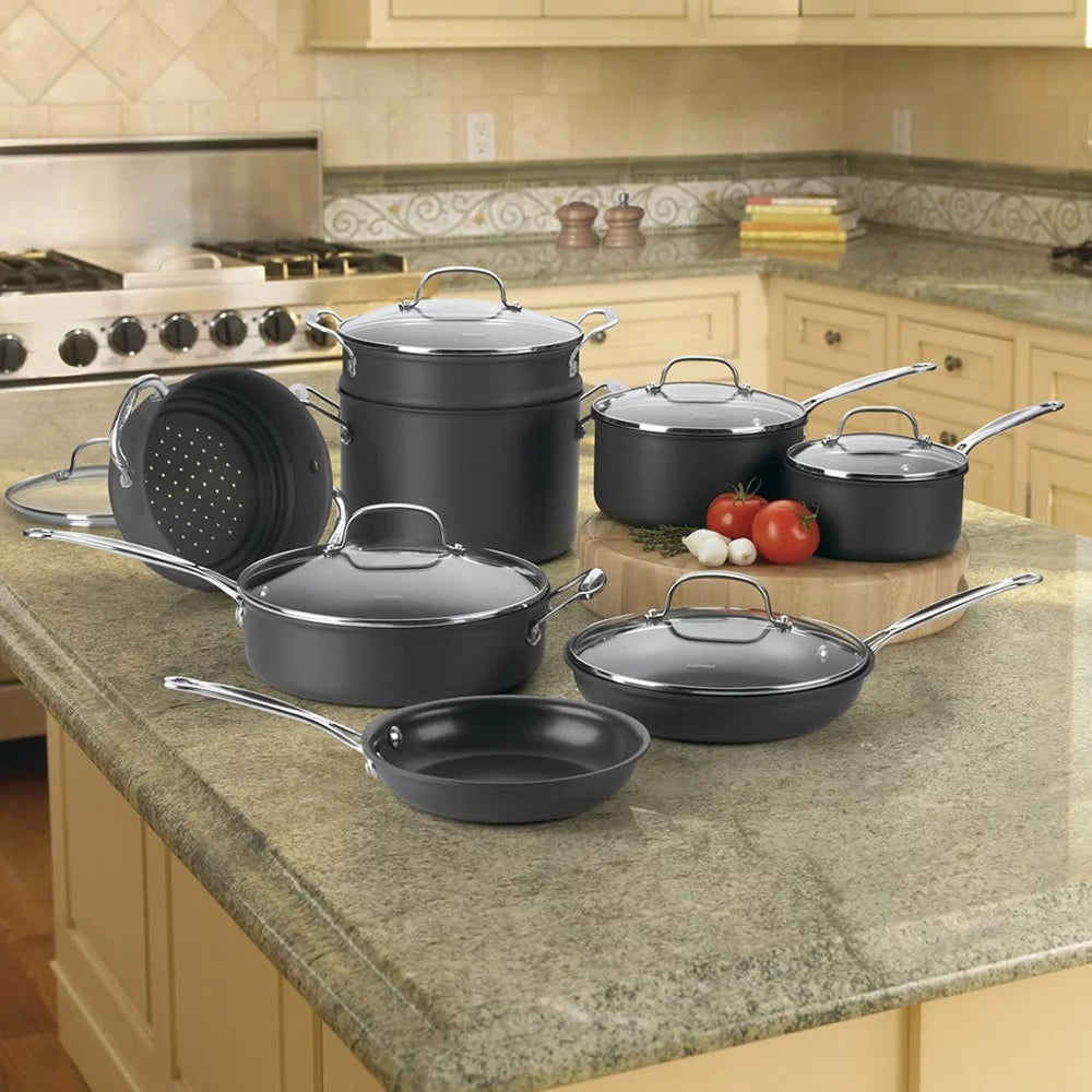 14-Piece Nonstick Hard-Anodized Cookware Set with 12-Piece Knife Set E9021