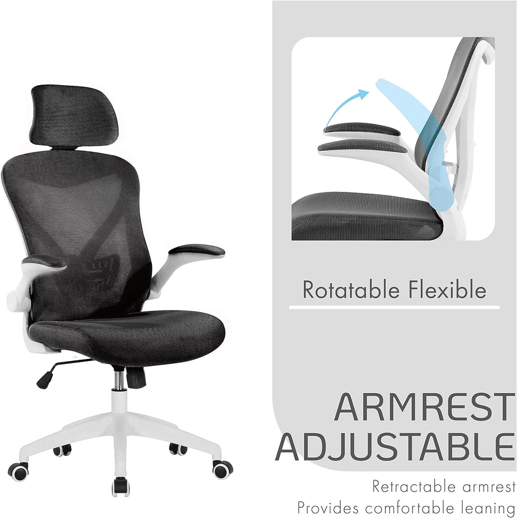 Office Chair with Headrest, Mesh Back, Armrests and Adjustable Seat with Wheels W949983