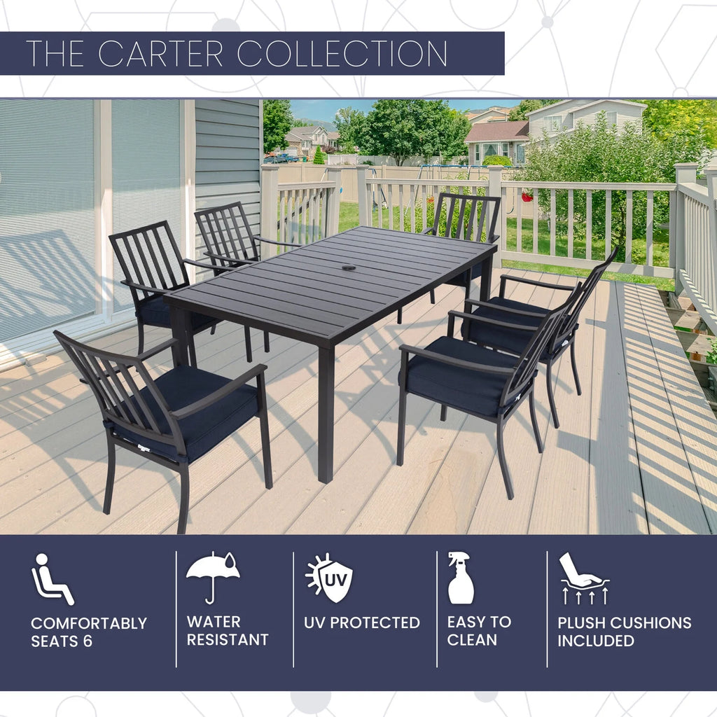7-Piece Aluminum Patio Dining Set with 6 Chairs and Table O300625