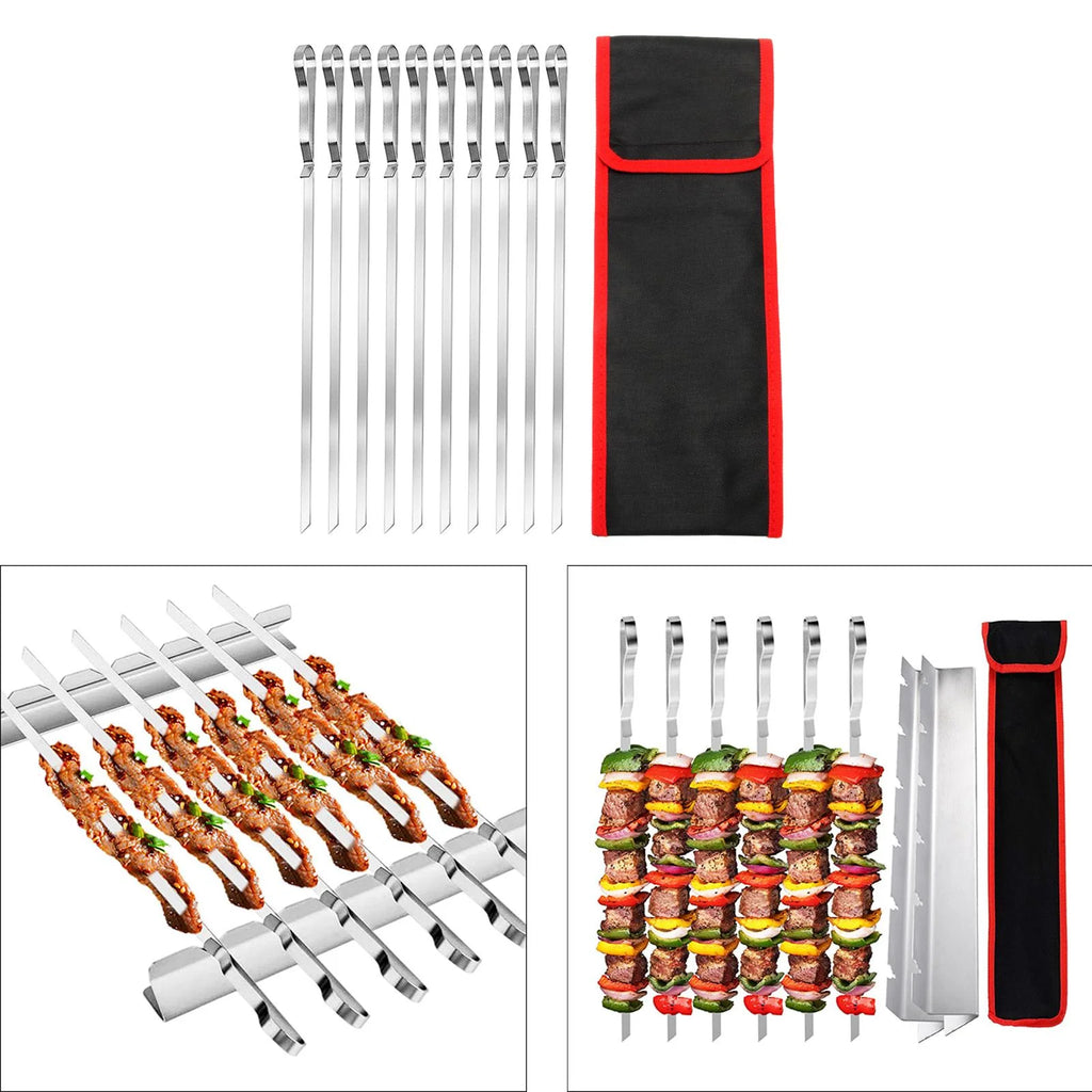 10 Pieces Barbecue Skewer Fork with Cloth Bag N184962