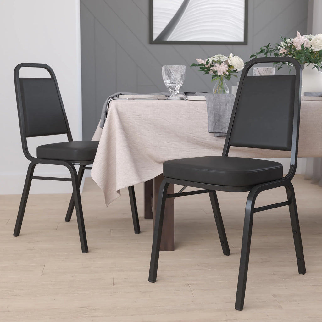 4 Pack Black Vinyl Stacking Banquet Chair F6920