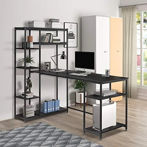 L-Shaped Computer Desk with Hutch Bookshelf U707