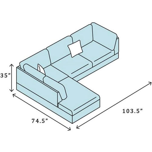 103.5" Wide Microfiber Sectional Sofa with Matching Pillows W983826