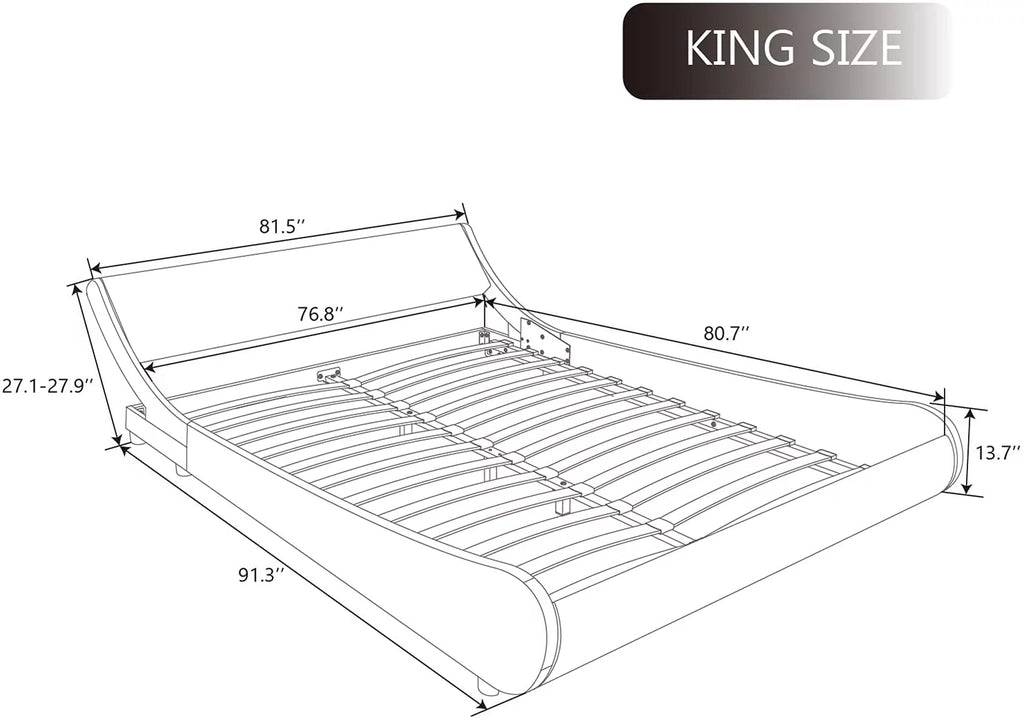 King Size Platform Bed Frame with Adjustable Headboard Y37831