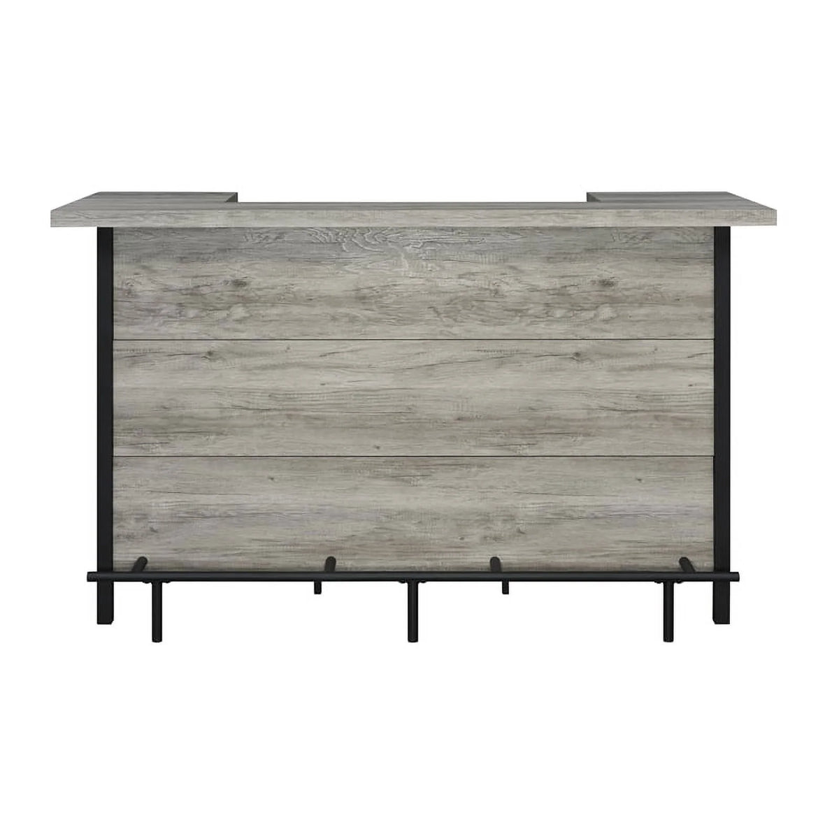 70.75"W Modern Wood Bar Unit in Gray Driftwood/Black Z64701