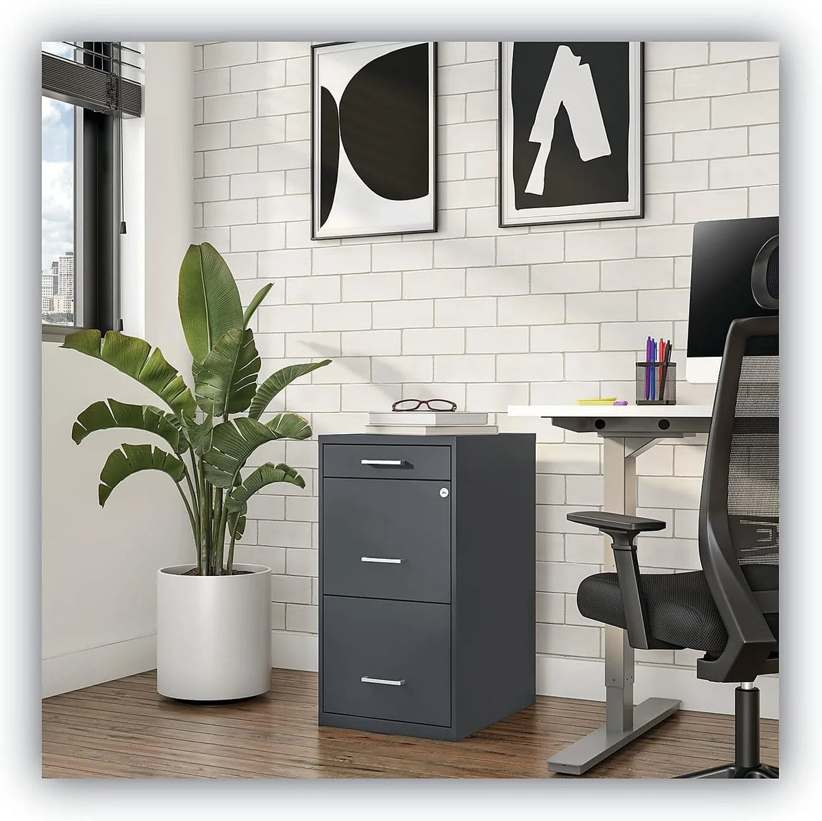 Charcoal 3-Drawer Vertical File Cabinet A70995