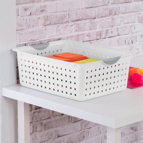 6-Pack White Plastic Storage Basket C417