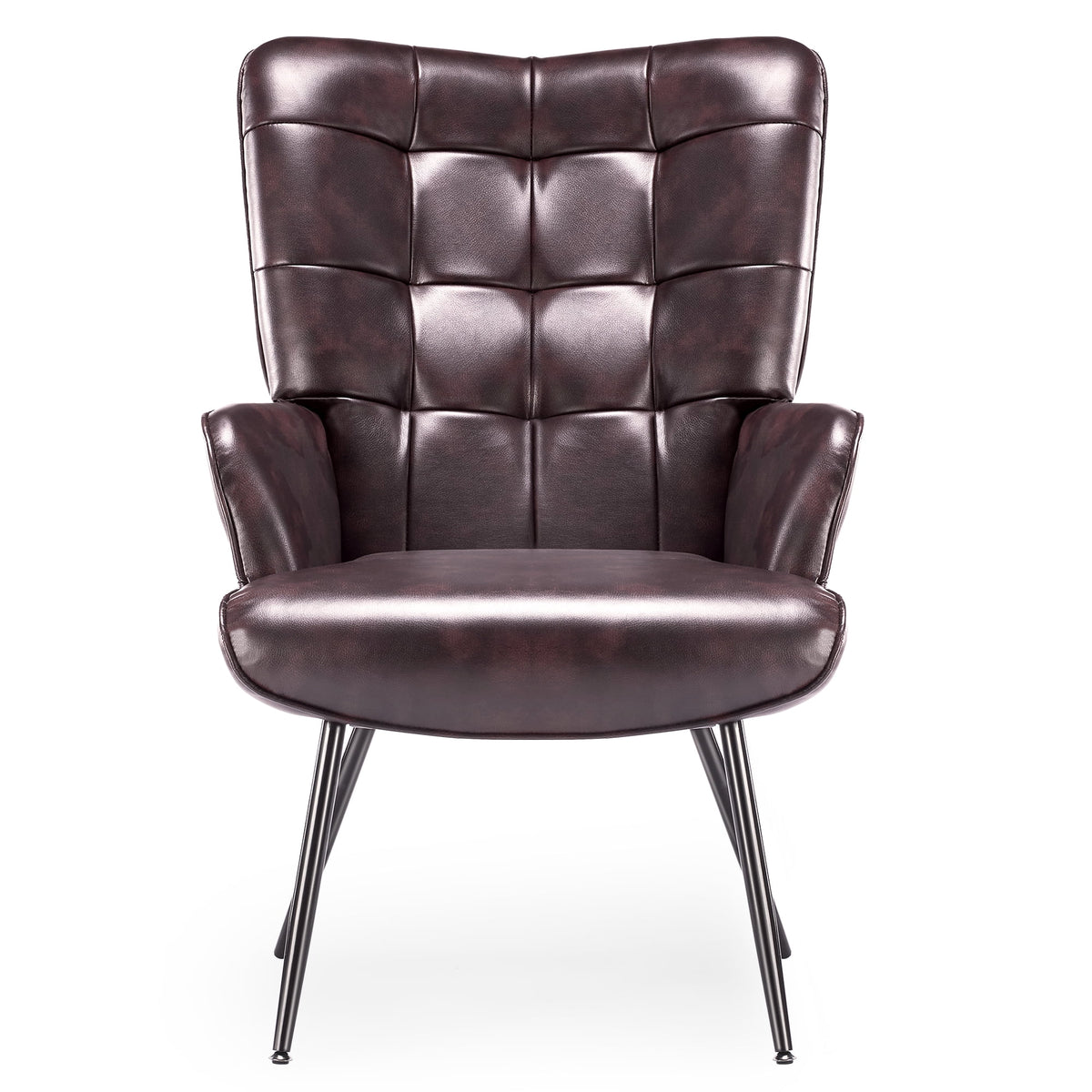 Maroon Faux Leather Wingback Accent Chair V87496