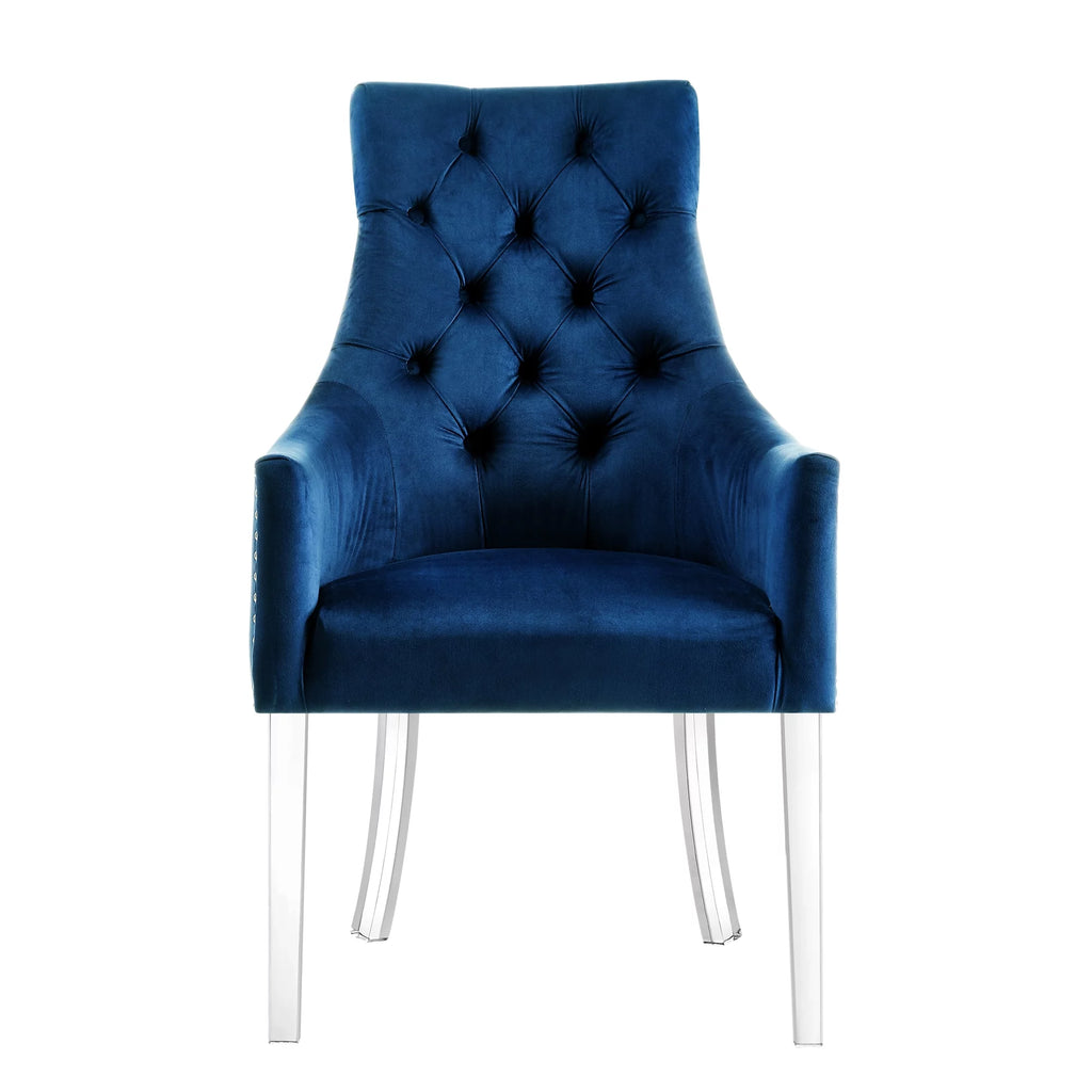 Navy Velvet Dining Chairs Set of 2 A237