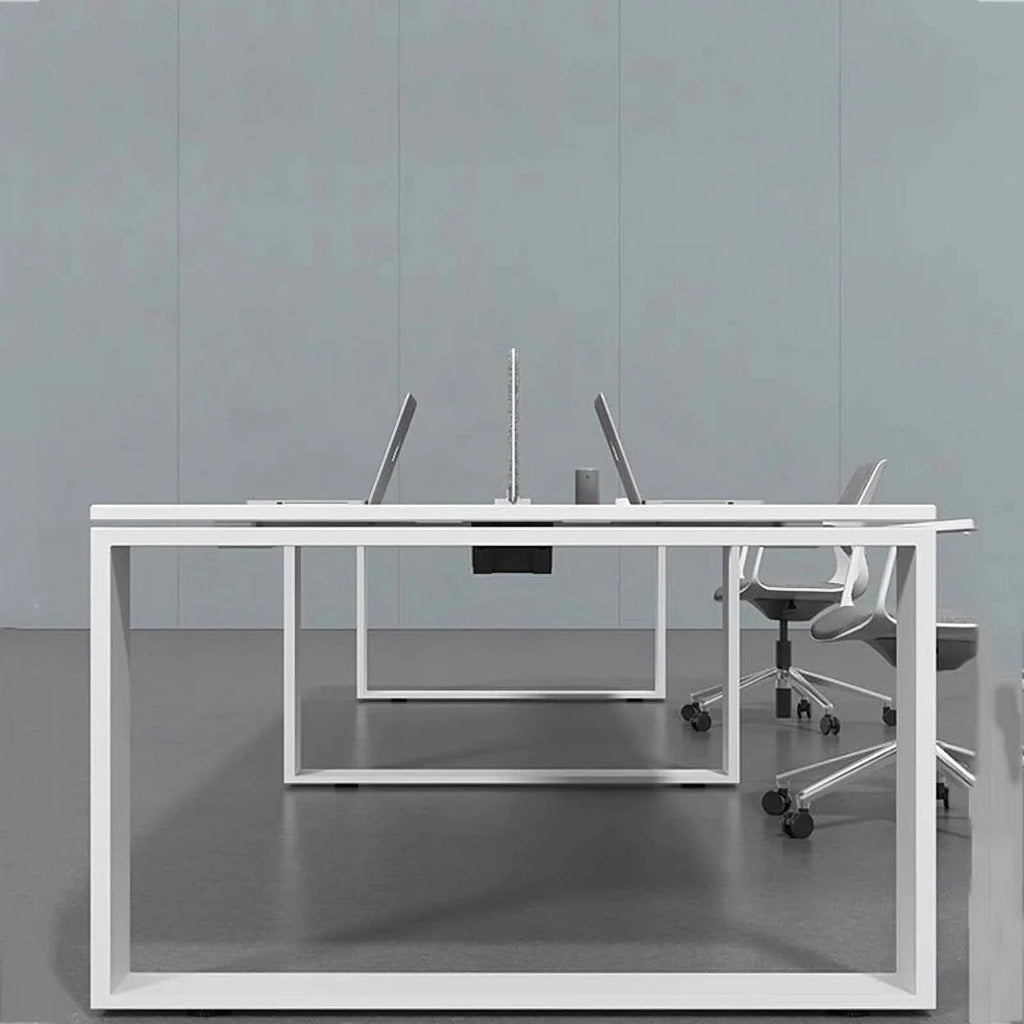 White Wooden Computer Desk with Metal Frame L954853