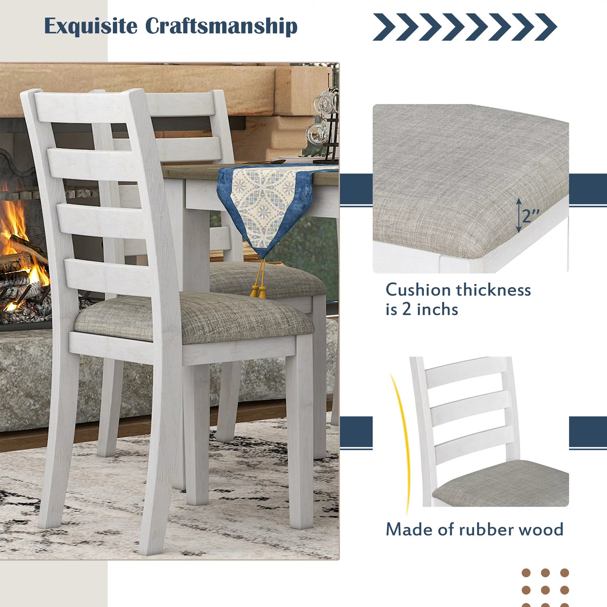 6-Piece Dining Table Set with 4 Upholstered Chairs and Bench J134