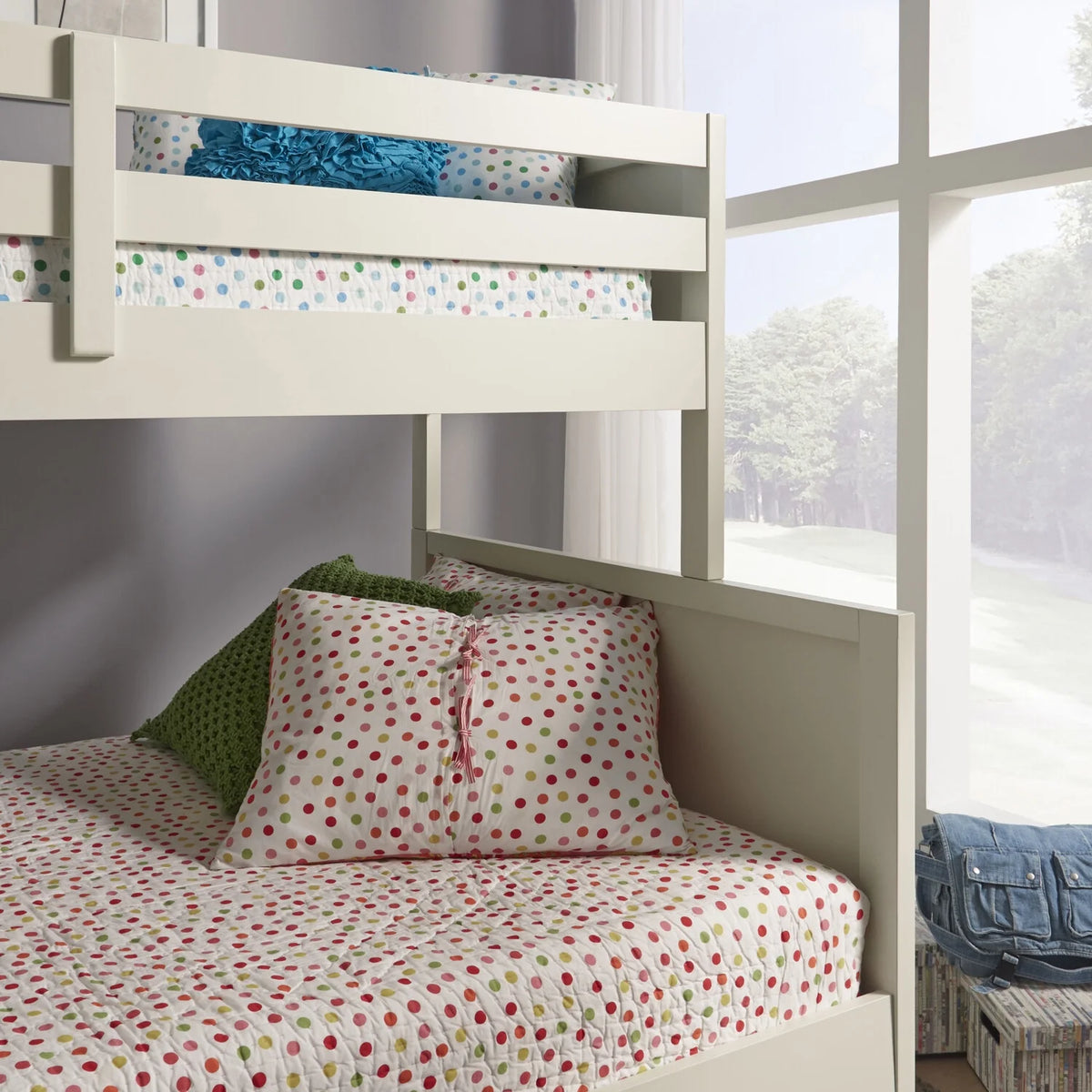 Off White Wood Twin Over Full Bunk Bed G796147