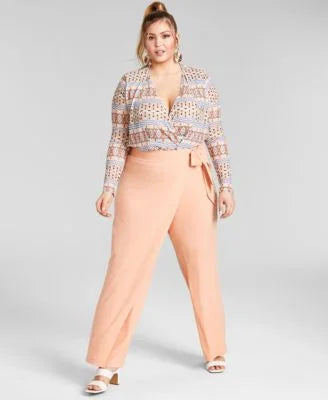 Plus Size Asymmetrical Wrap Pants U67467