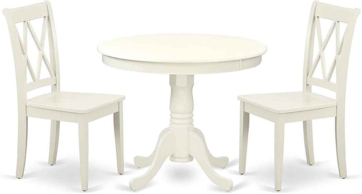 Antique 3 Piece Round Dining Table and 2 Chairs 36 Inch Q891