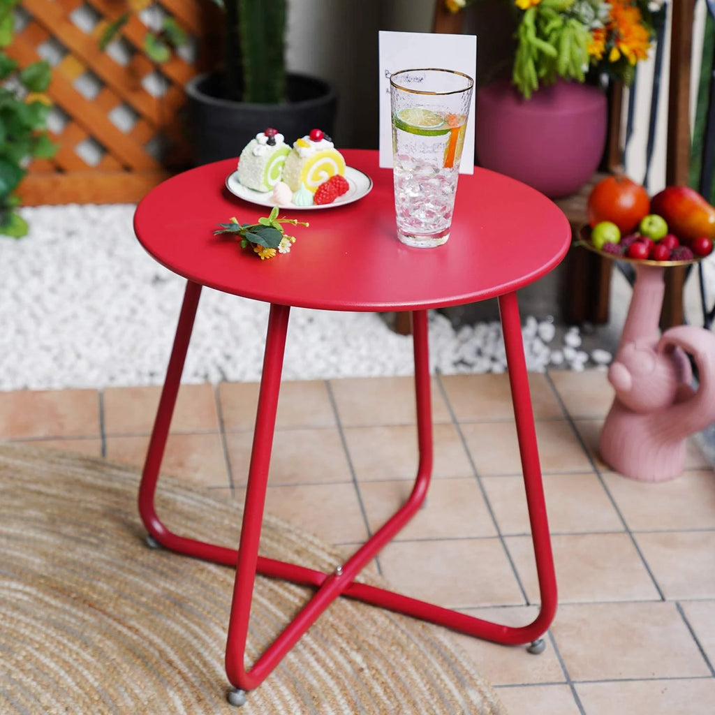Steel Outdoor Side Table Red J45401