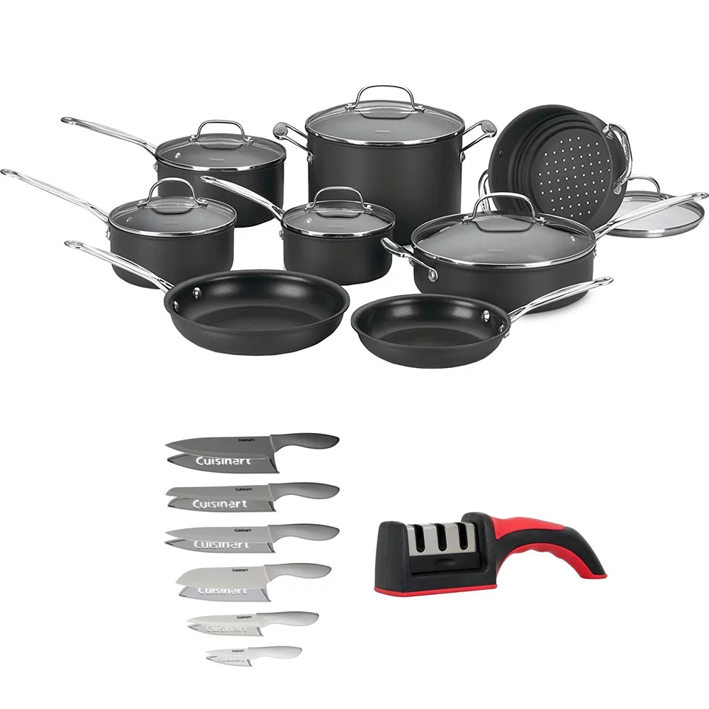 14-Piece Nonstick Hard-Anodized Cookware Set with 12-Piece Knife Set E9021
