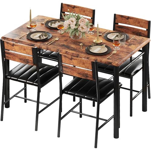 Grey Wood Dining Table Set for 4 L575646