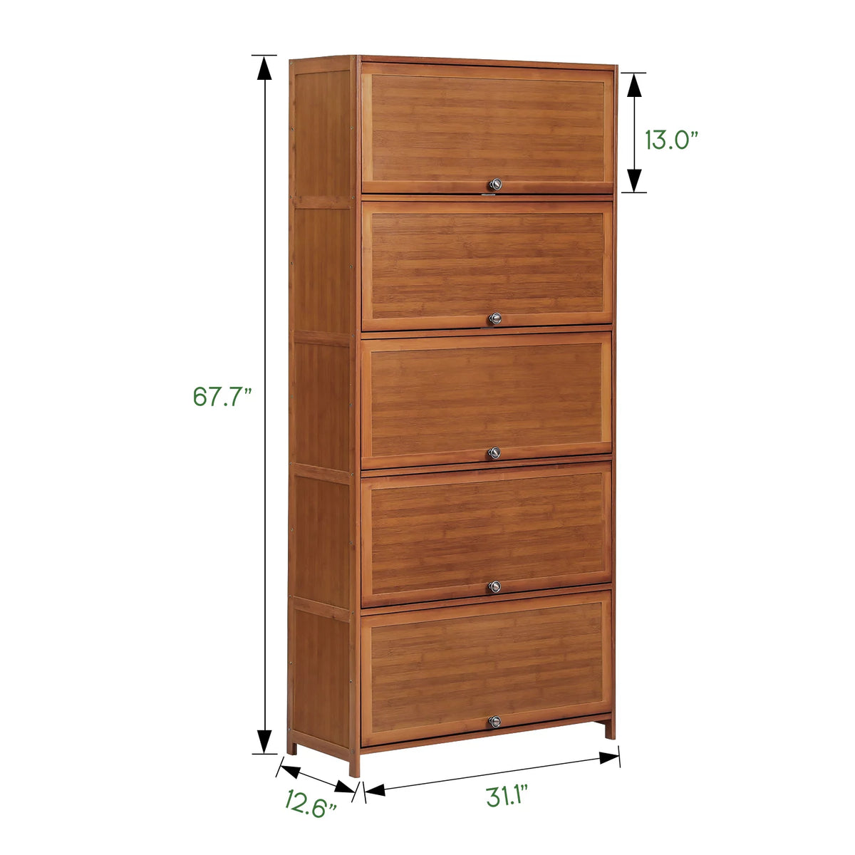 Bamboo 11 Tiers 50 Pairs Shoes Rack with Door N757002