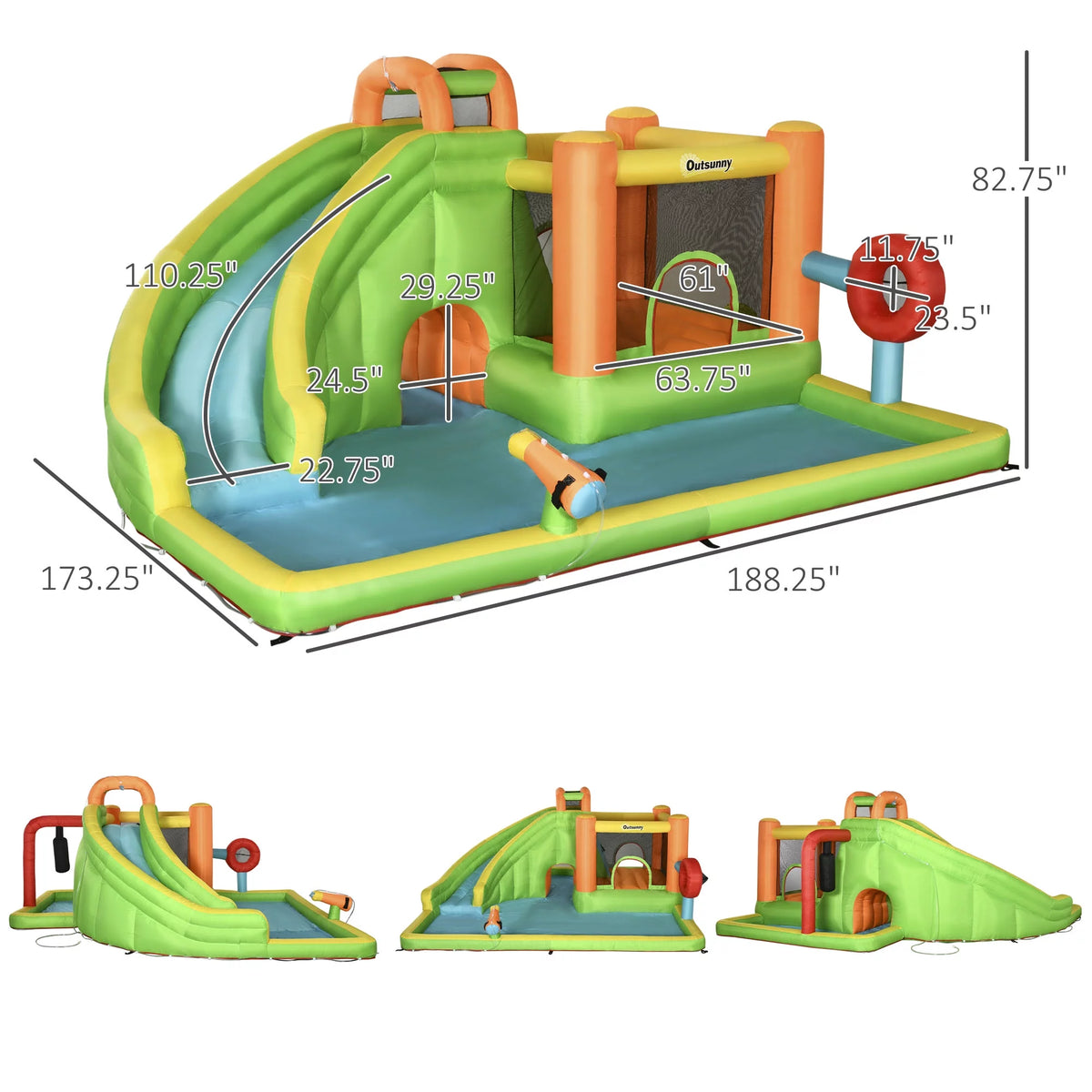 7-in-1 Inflatable Water Slide Bounce House with Carry Bag A777