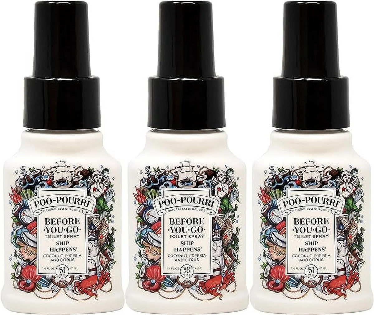 Toilet Spray 1.4 Ounce Bottle, 3 Pack Q656