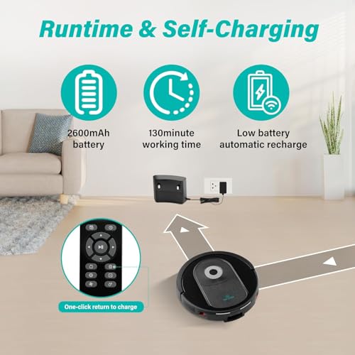 Robot Vacuum and Mop Combo, 4000Pa Suction, Self-Charging Smart Vacuum Cleaner with Water Tank & Dustbin, App Control (Black) L2261