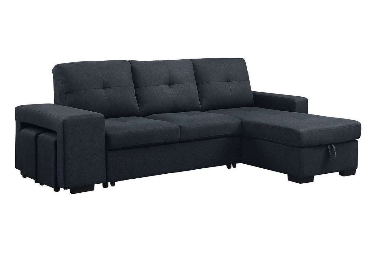 Linen Sleeper Sectional Sofa with Reversible Storage Chaise Q925847