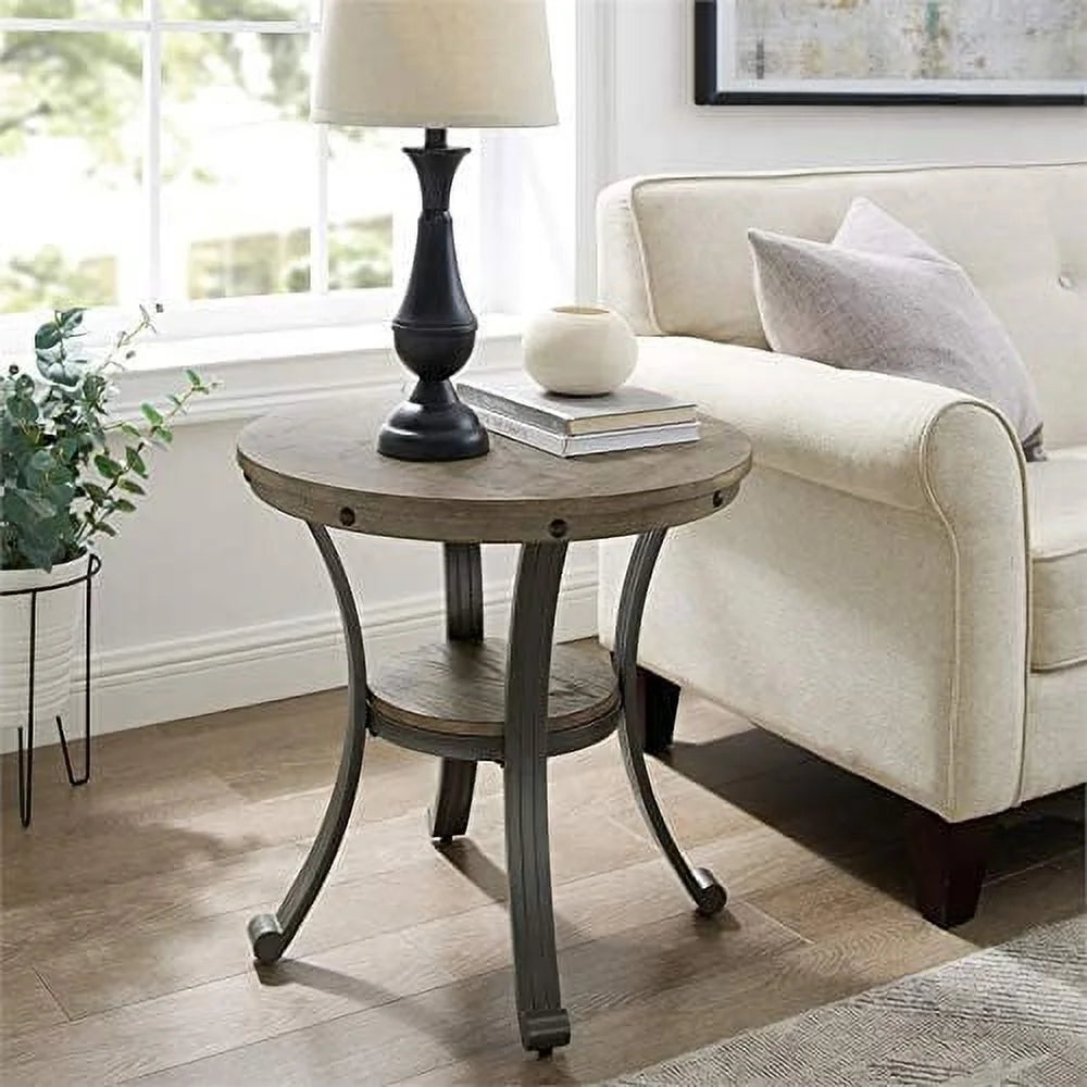 Metal and Wood Round Accent Table X674807
