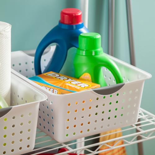 6-Pack White Plastic Storage Basket C417