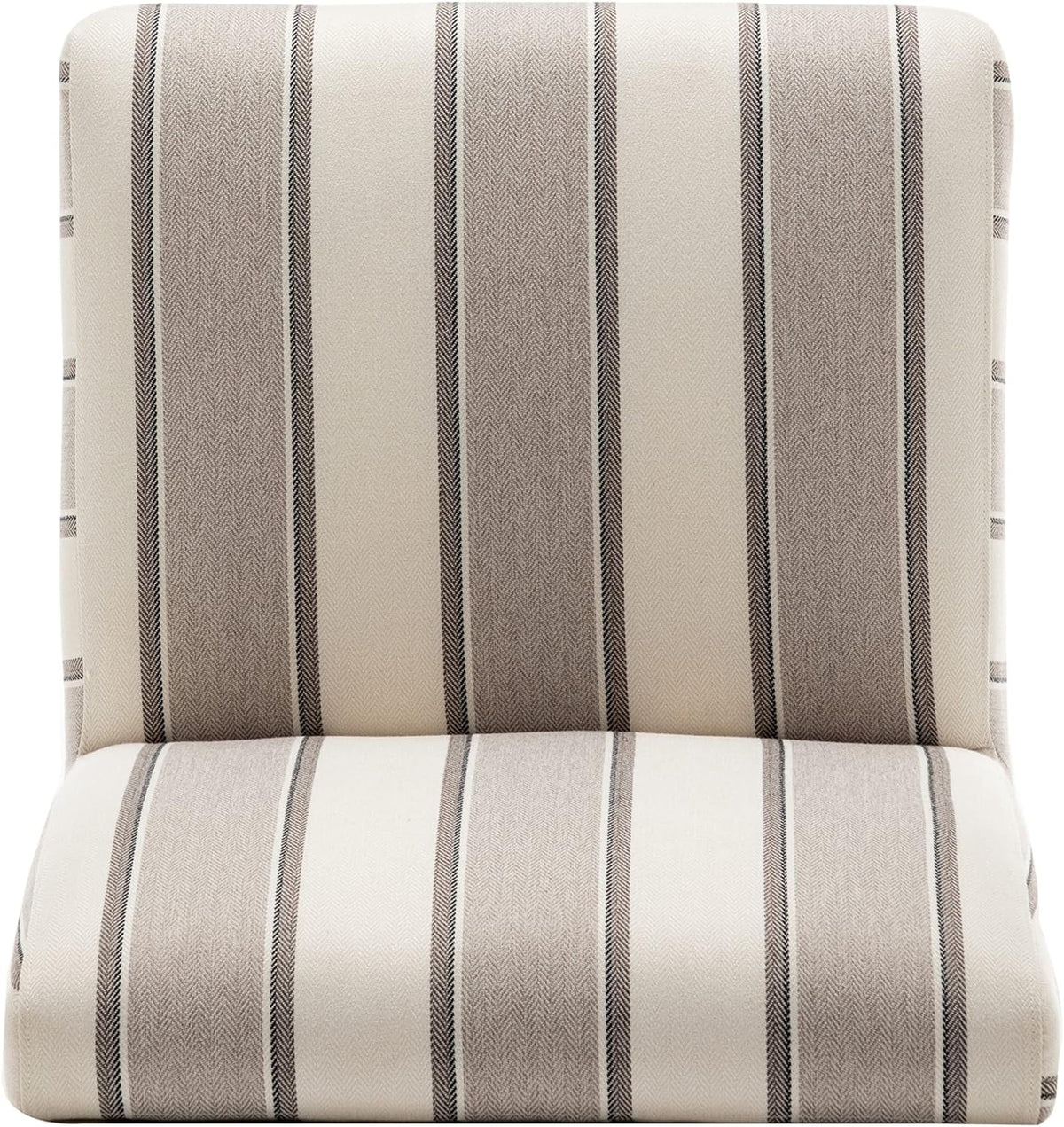 Brown and White Stripe Fabric Armless Accent Chair with Wood Legs E1163