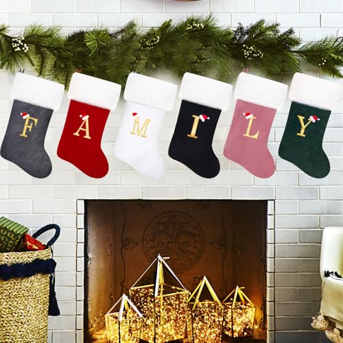 Green Velvet 20 Inches Monogram Christmas Stockings Q94435