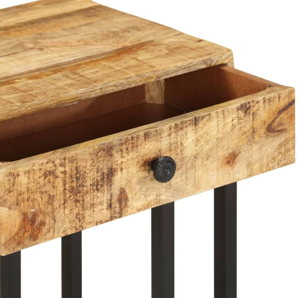 U-Shaped Side Table with Storage Drawer Mango Wood Steel Frame J754120