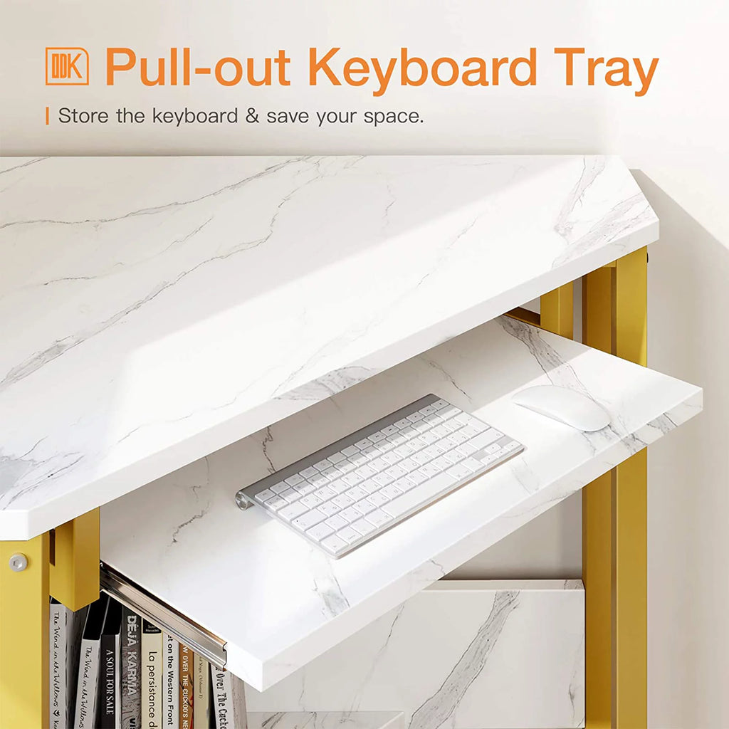 Modern Triangle Corner Computer Desk with Keyboard Tray H73098